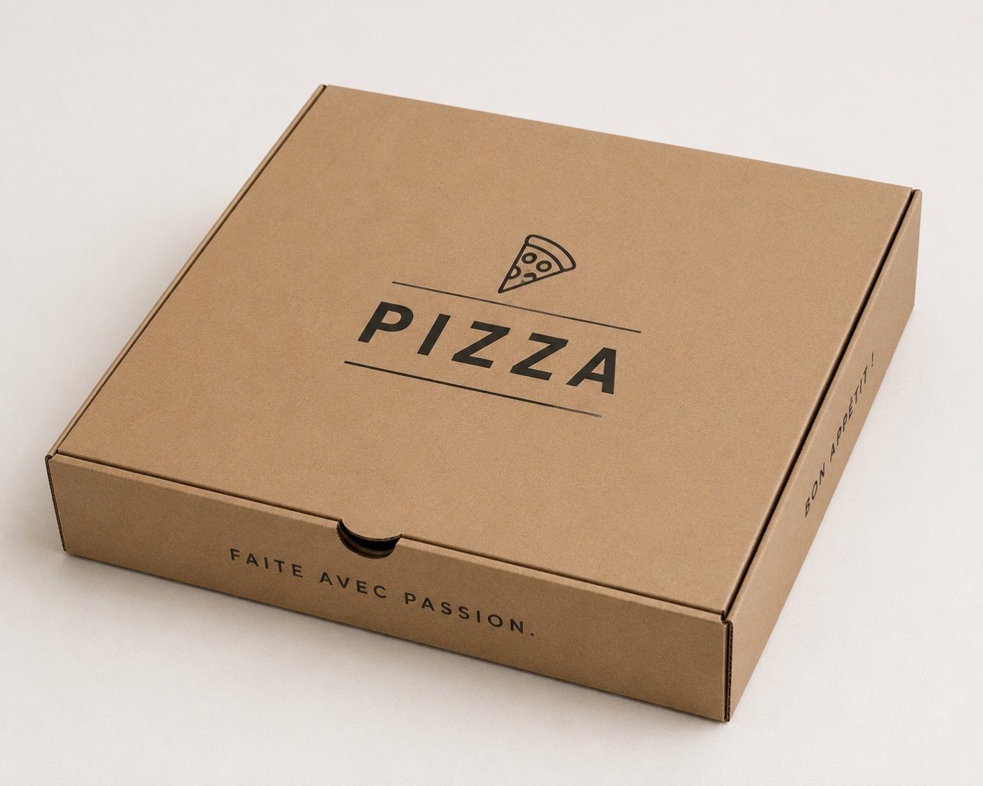 Pile de boîtes à pizza kraft imprimées