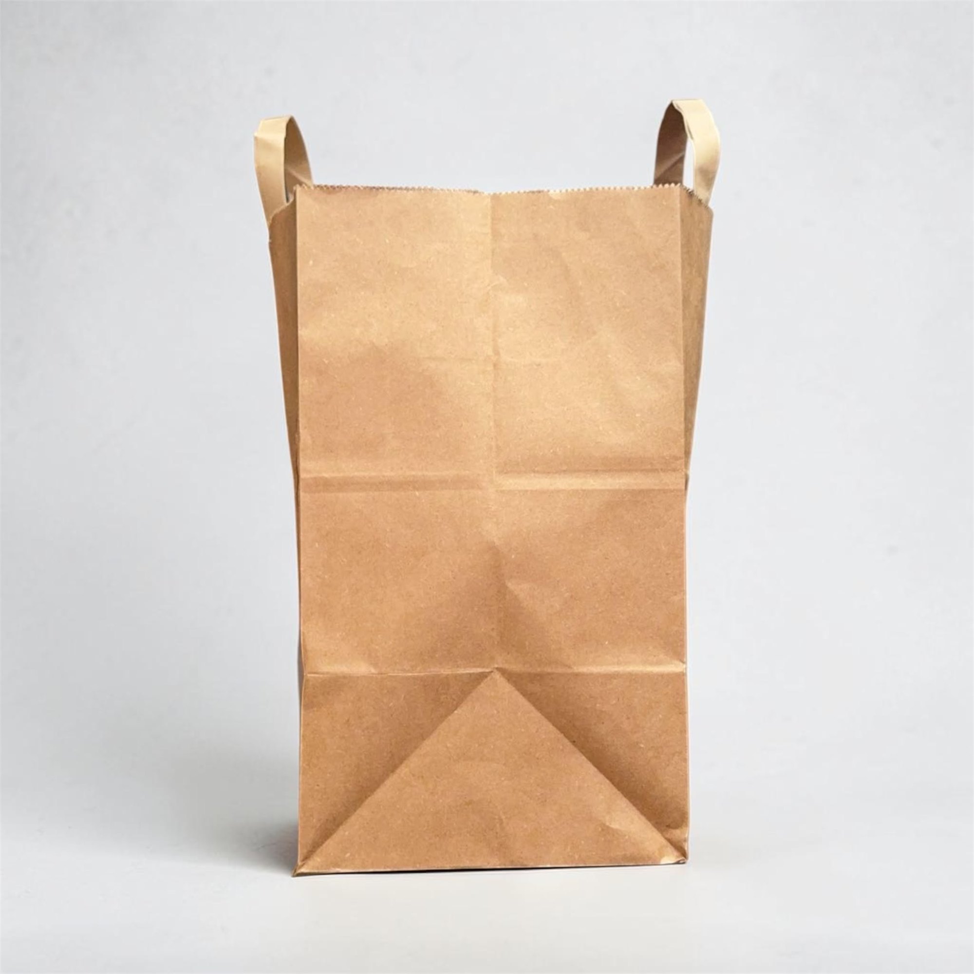 Sac kraft brun à poignées plates vu de face